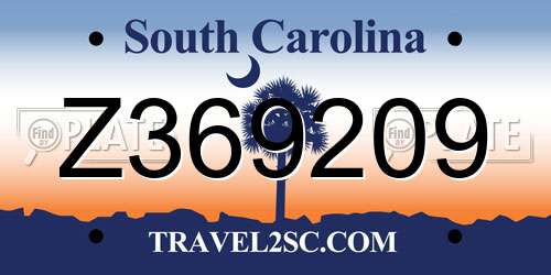 Z369209 South Carolina License Plate