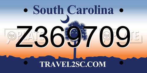 Z369709 South Carolina License Plate