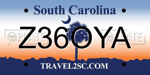 Z36OYA South Carolina License Plate