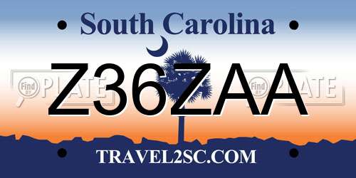 Z36ZAA South Carolina License Plate