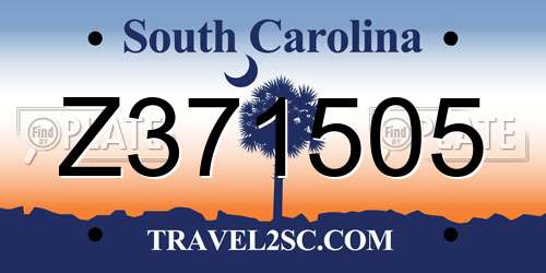 Z371505 South Carolina License Plate