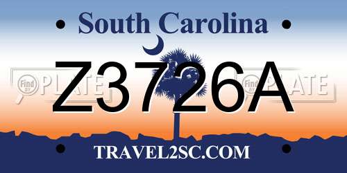 Z3726A South Carolina License Plate