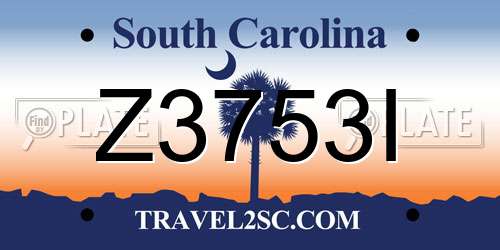 Z3753I South Carolina License Plate