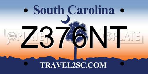 Z376NT South Carolina License Plate