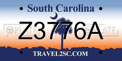Z3776A South Carolina License Plate