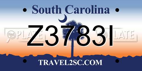 Z3783I South Carolina License Plate