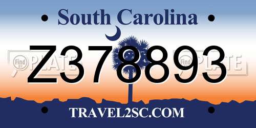 Z378893 South Carolina License Plate