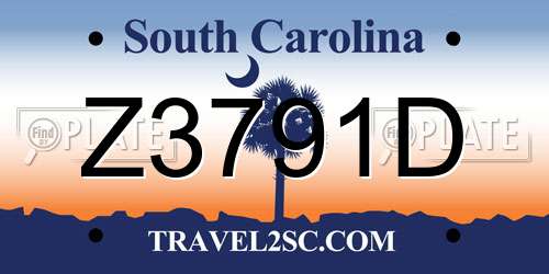 Z3791D South Carolina License Plate