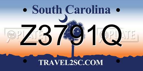 Z3791Q South Carolina License Plate