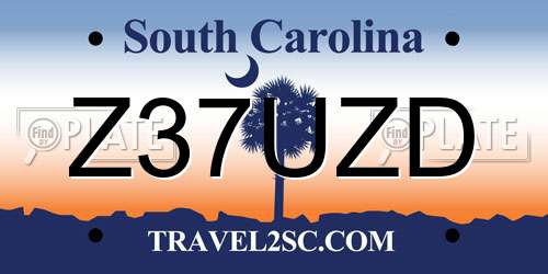 Z37UZD South Carolina License Plate