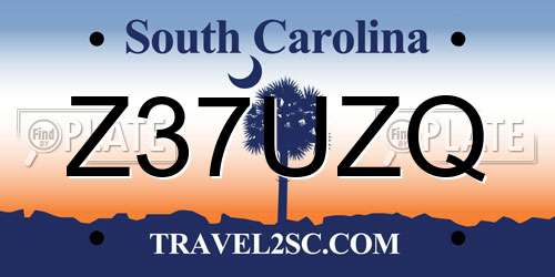 Z37UZQ South Carolina License Plate