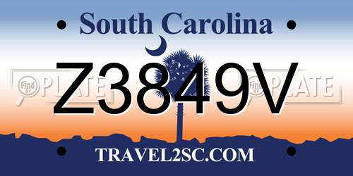 Z3849V South Carolina License Plate