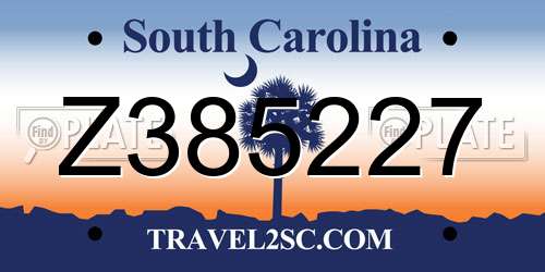 Z385227 South Carolina License Plate