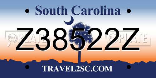 Z38522Z South Carolina License Plate