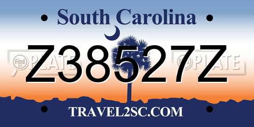 Z38527Z South Carolina License Plate