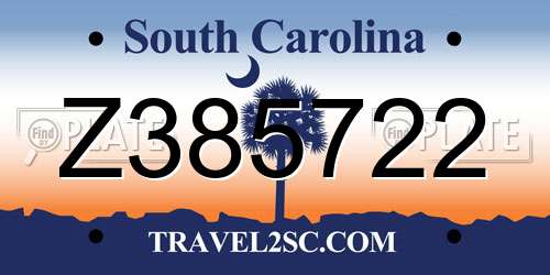 Z385722 South Carolina License Plate