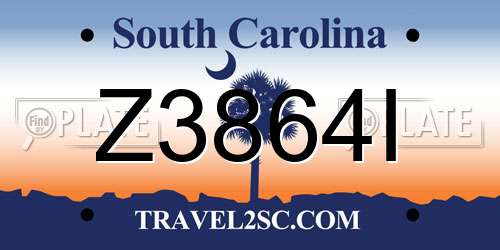 Z3864I South Carolina License Plate