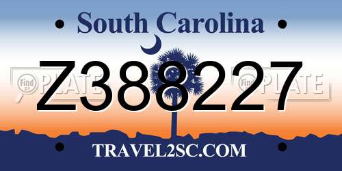 Z388227 South Carolina License Plate