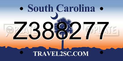 Z388277 South Carolina License Plate