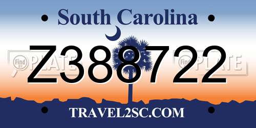 Z388722 South Carolina License Plate