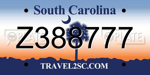 Z388777 South Carolina License Plate