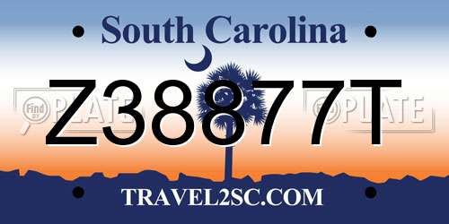 Z38877T South Carolina License Plate