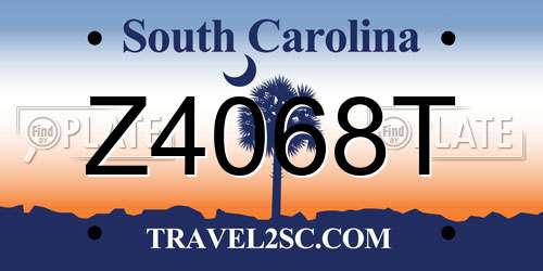 Z4068T South Carolina License Plate