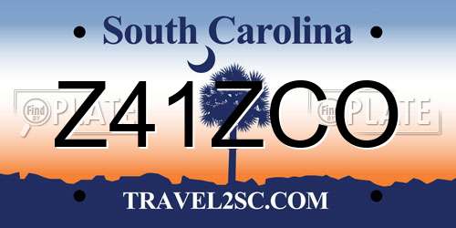 Z41ZCO South Carolina License Plate