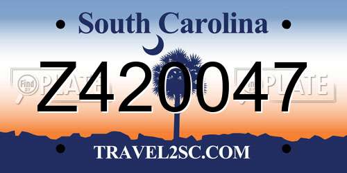 Z420047 South Carolina License Plate