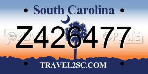 Z426477 South Carolina License Plate