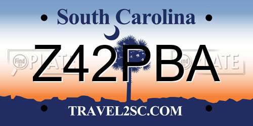 Z42PBA South Carolina License Plate