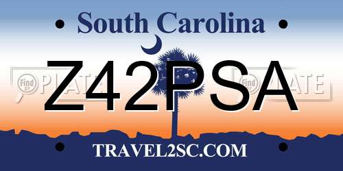 Z42PSA South Carolina License Plate