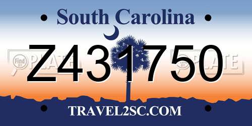 Z431750 South Carolina License Plate