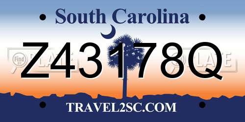 Z43178Q South Carolina License Plate