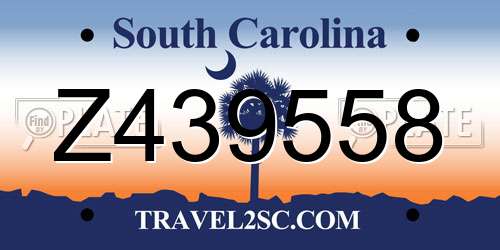 Z439558 South Carolina License Plate