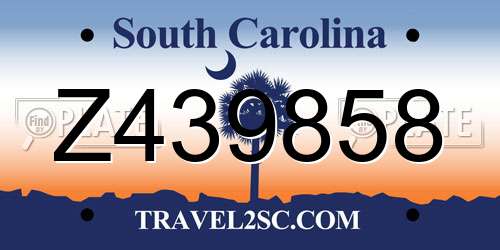 Z439858 South Carolina License Plate
