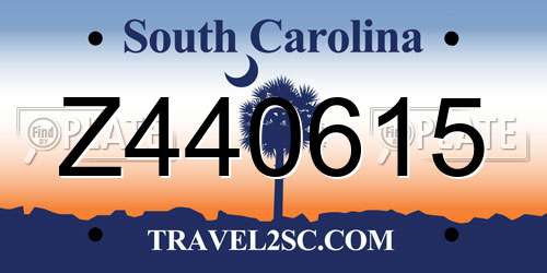 Z440615 South Carolina License Plate