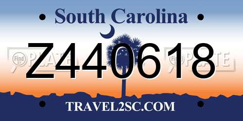 Z440618 South Carolina License Plate
