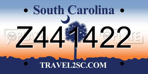 Z441422 South Carolina License Plate