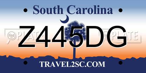 Z445DG South Carolina License Plate