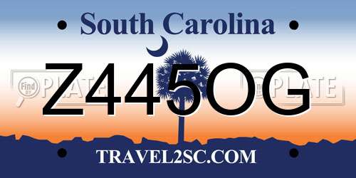 Z445OG South Carolina License Plate