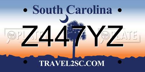 Z447YZ South Carolina License Plate