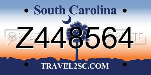 Z448564 South Carolina License Plate