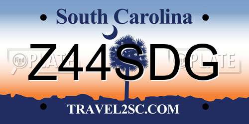 Z44SDG South Carolina License Plate
