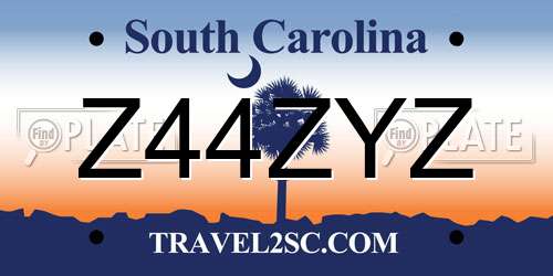 Z44ZYZ South Carolina License Plate