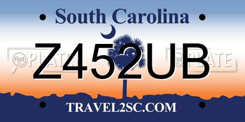 Z452UB South Carolina License Plate