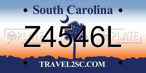 Z4546L South Carolina License Plate