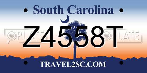Z4558T South Carolina License Plate