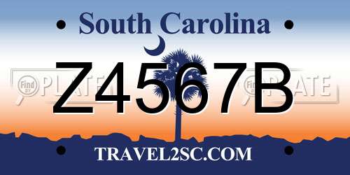 Z4567B South Carolina License Plate