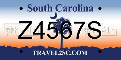 Z4567S South Carolina License Plate